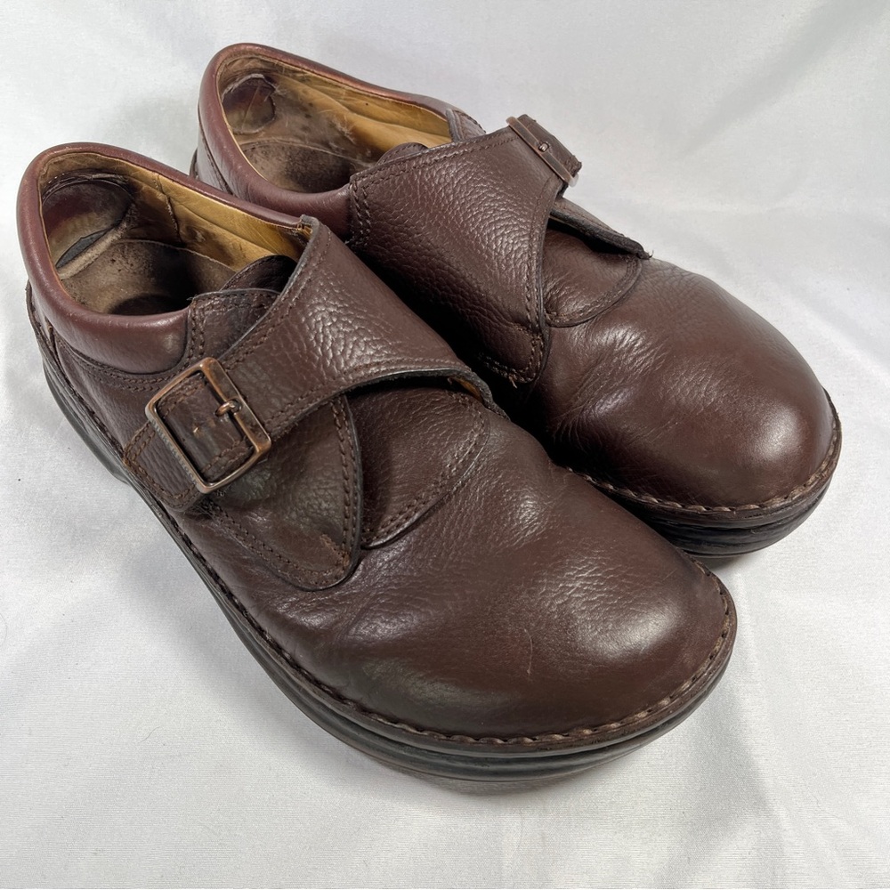 Vintage Birkenstock Buckle Clogs Shoes Men's Size 13 Brown Leather